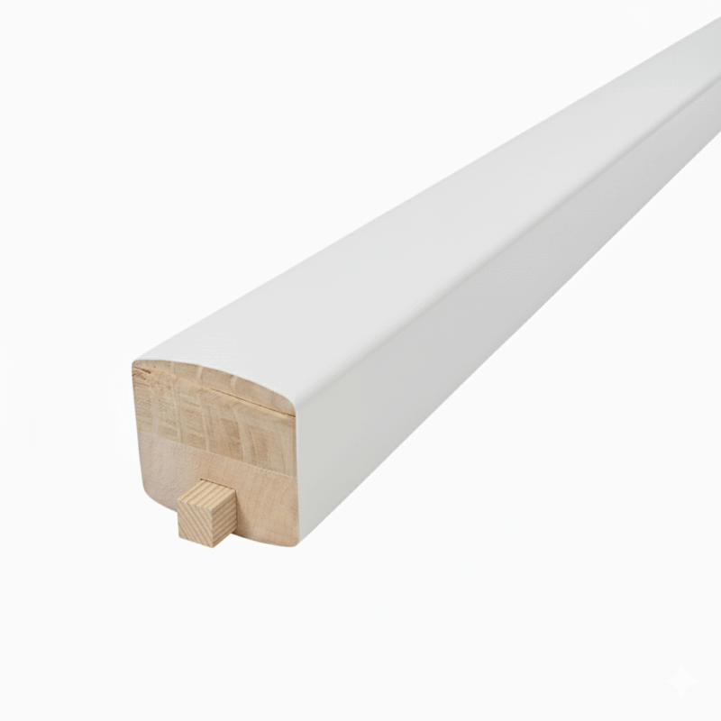 58 x 60mm White Primed Handrail Grooved for Glass or Metal