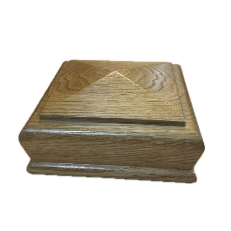CLEARANCE: Oak Pyramid Cap 115mm. Previously Stained With Mid Oak Colour